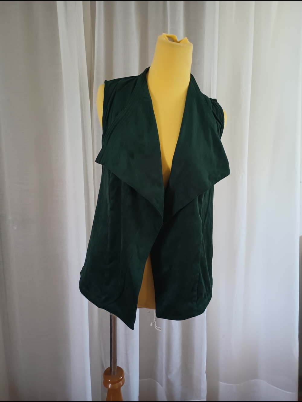 Romeo & Juliet Draped Sleeveless Open-Front Vest Jacket - Hunter Green Size Smal
